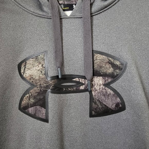 Under Armour Size L Gray with Camo Logo Loose Fit Storm Hoodie, Exc. Used Cond. - Picture 2 of 11